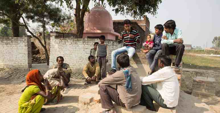 a group of people outside